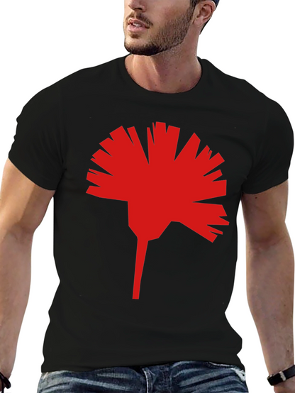 Geometric Red Flower Graphic T-Shirt - Modern Streetwear