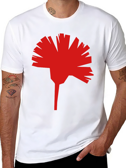 Geometric Red Flower Graphic T-Shirt - Modern Streetwear