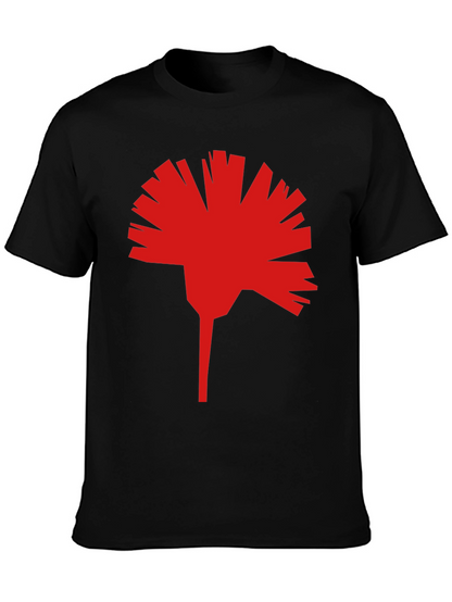 Geometric Red Flower Graphic T-Shirt - Modern Streetwear