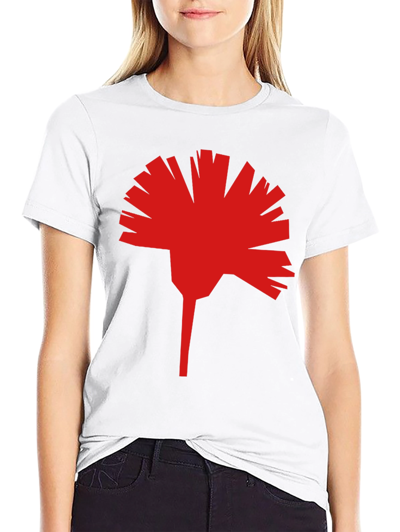 Geometric Red Flower Graphic T-Shirt - Modern Streetwear