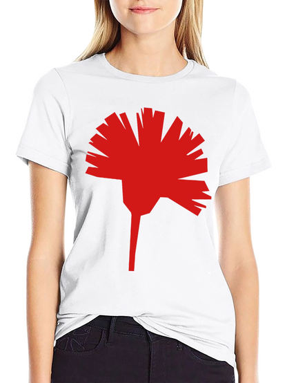 Geometric Red Flower Graphic T-Shirt - Modern Streetwear