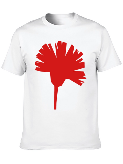 Geometric Red Flower Graphic T-Shirt - Modern Streetwear
