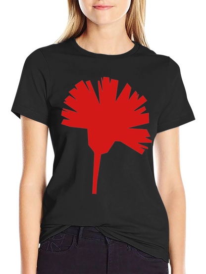 Geometric Red Flower Graphic T-Shirt - Modern Streetwear