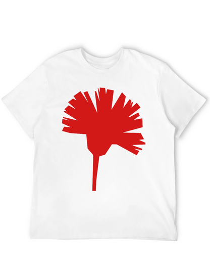 Geometric Red Flower Graphic T-Shirt - Modern Streetwear