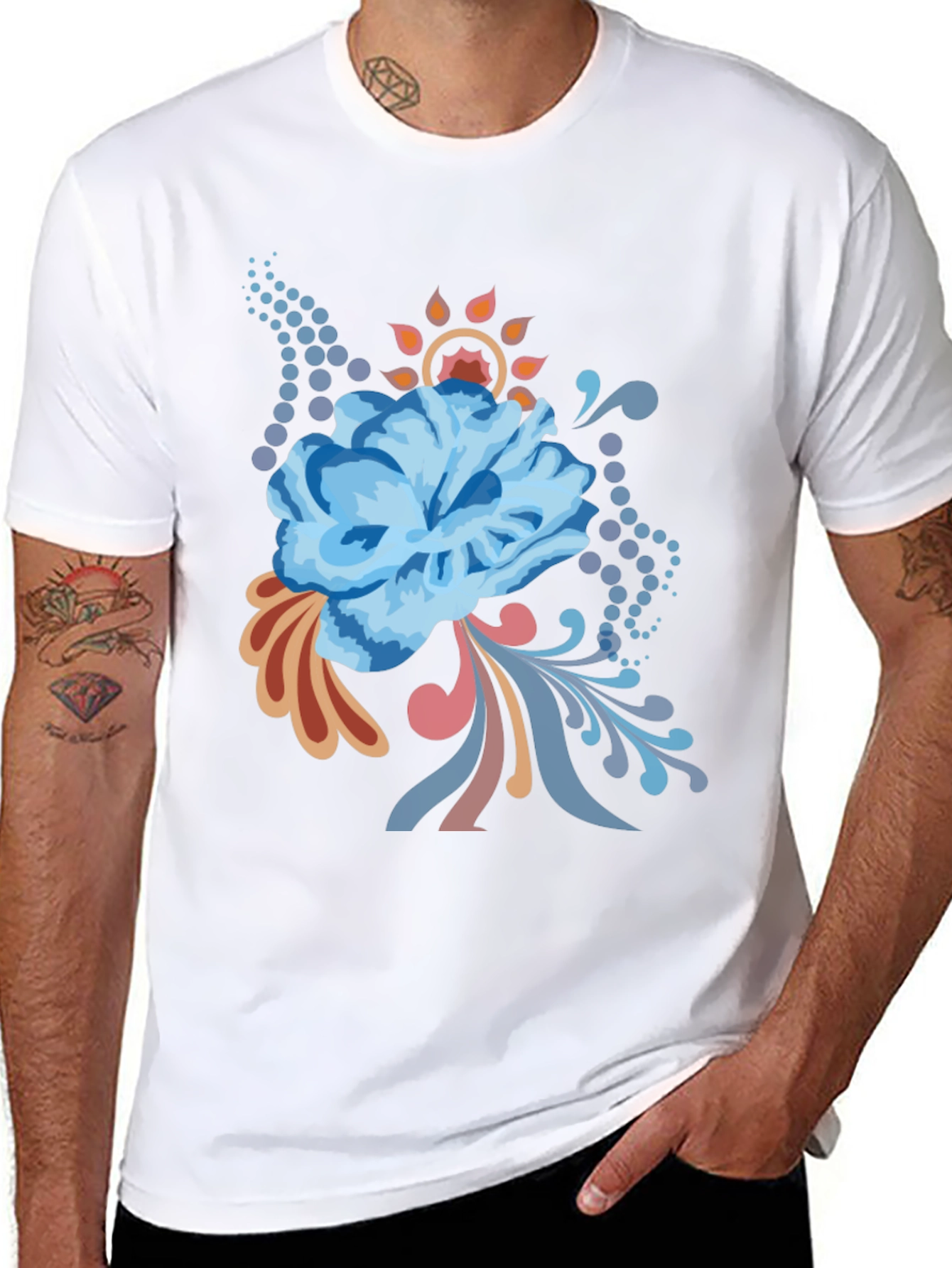Floral Graphic Tee - Black Cotton Comfort