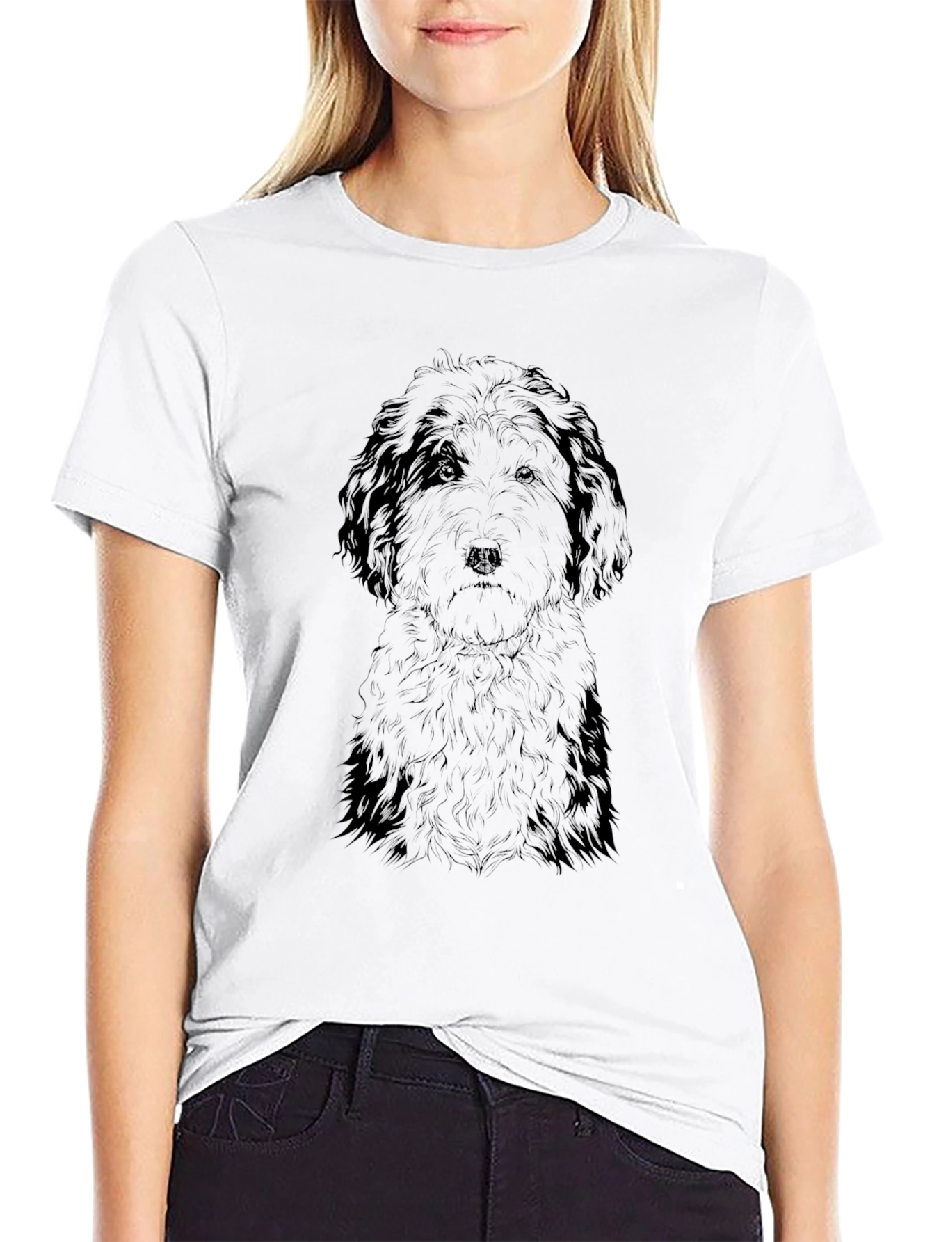 Dog Sketch Black T-Shirt