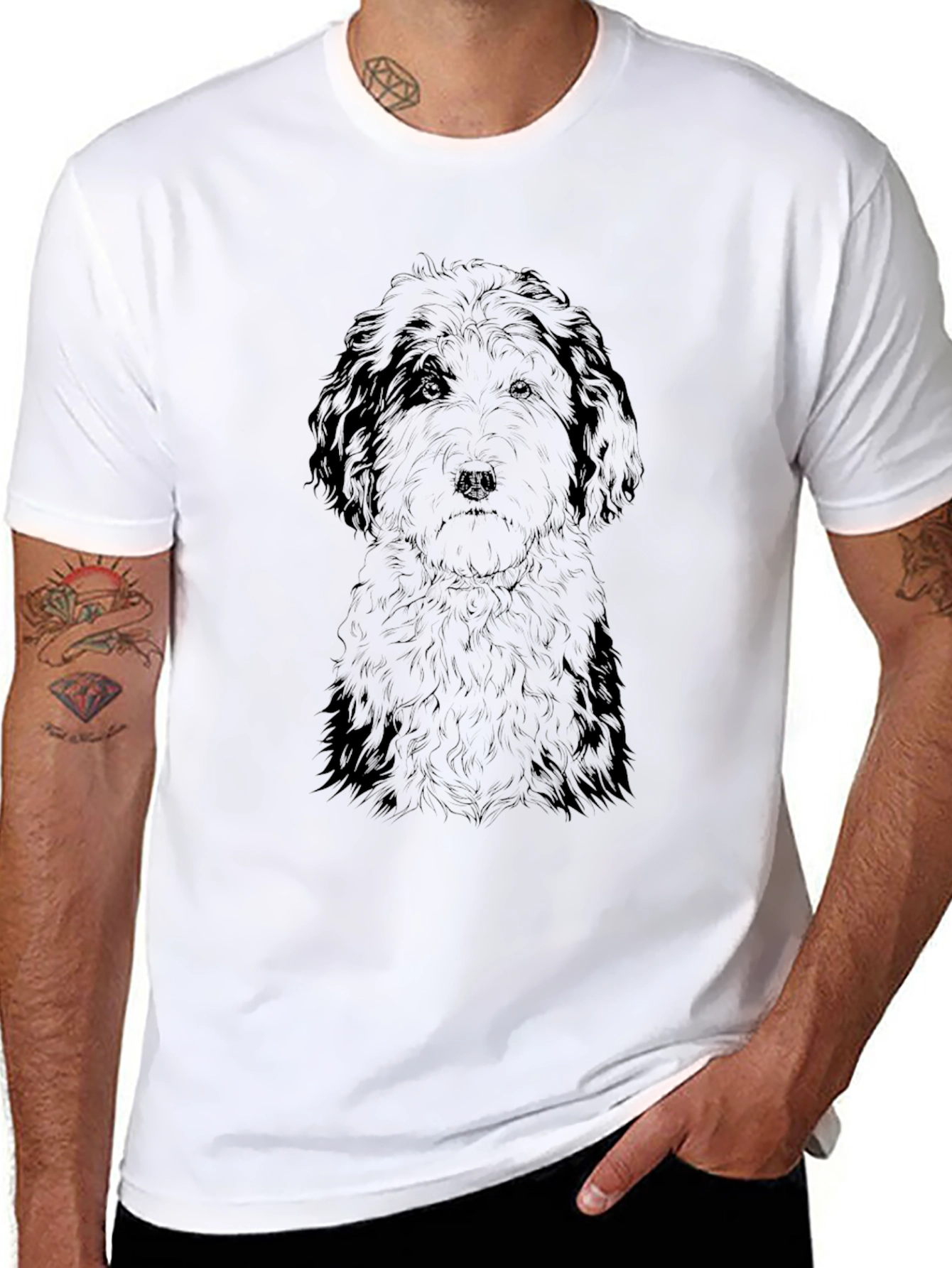 Dog Sketch Black T-Shirt