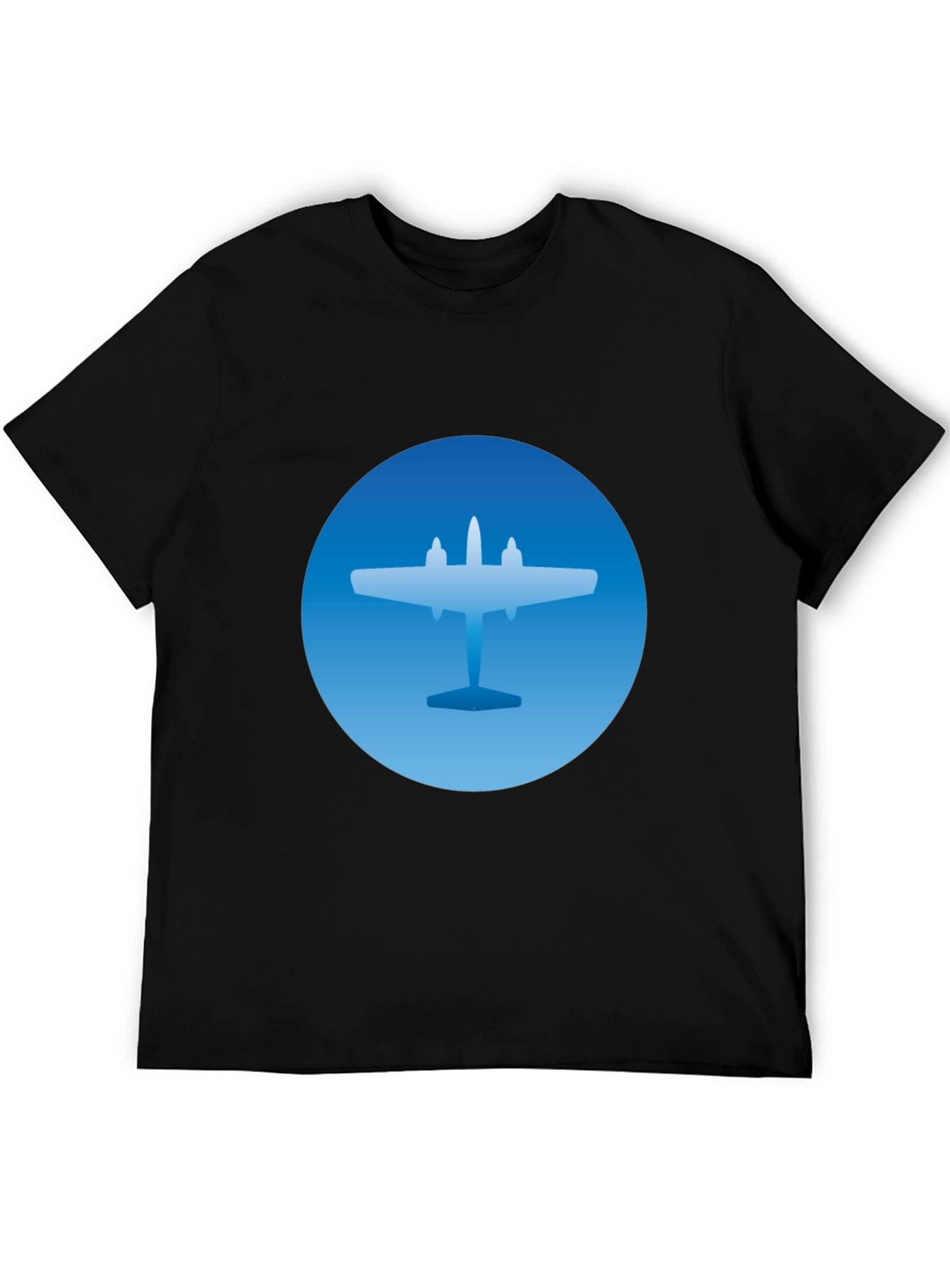 Airplane Graphic T-Shirt - Stylish Blue & Black Tee