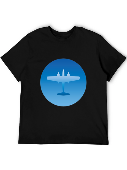 Airplane Graphic T-Shirt - Stylish Blue & Black Tee