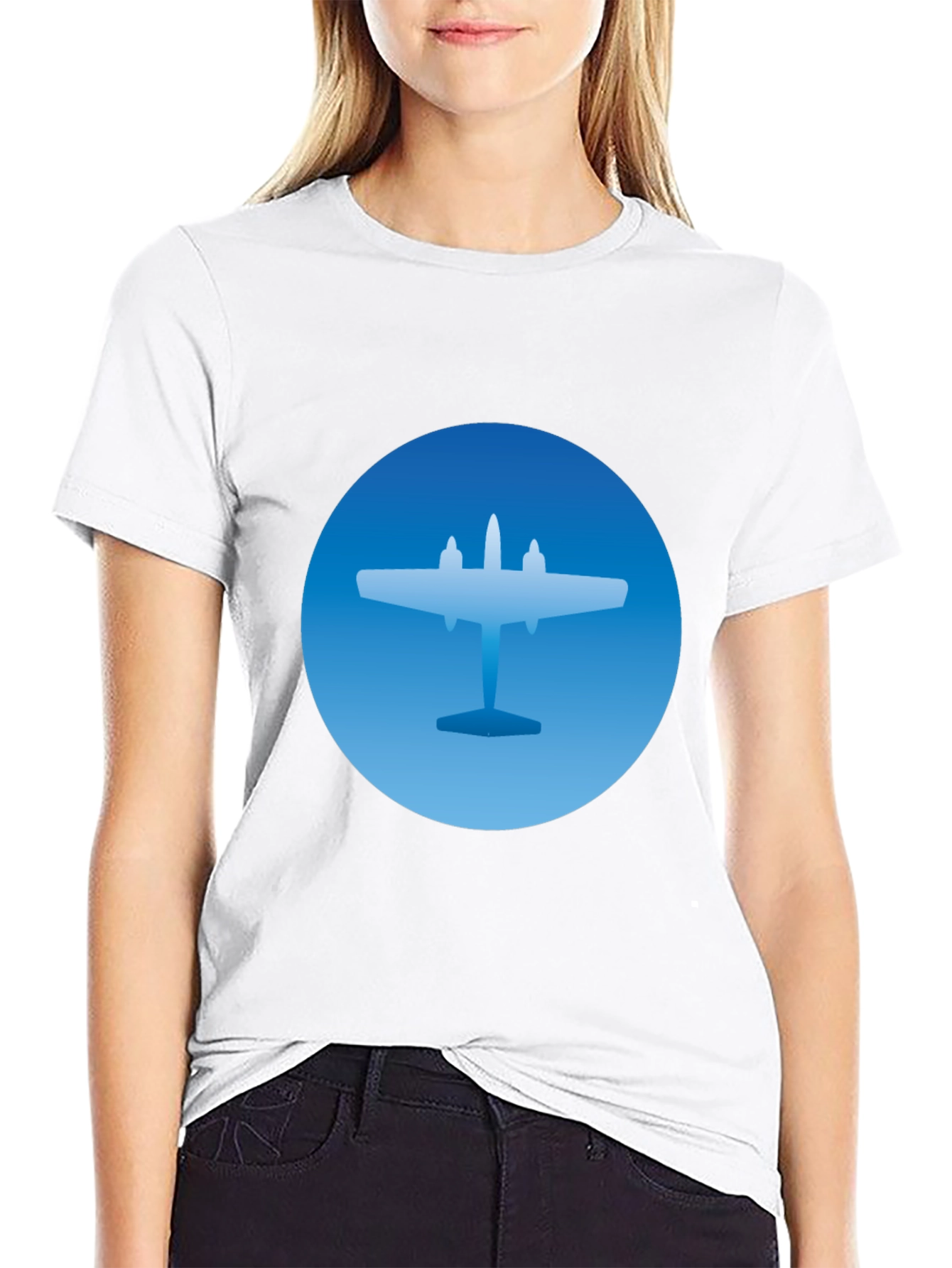 Airplane Graphic T-Shirt - Stylish Blue & Black Tee