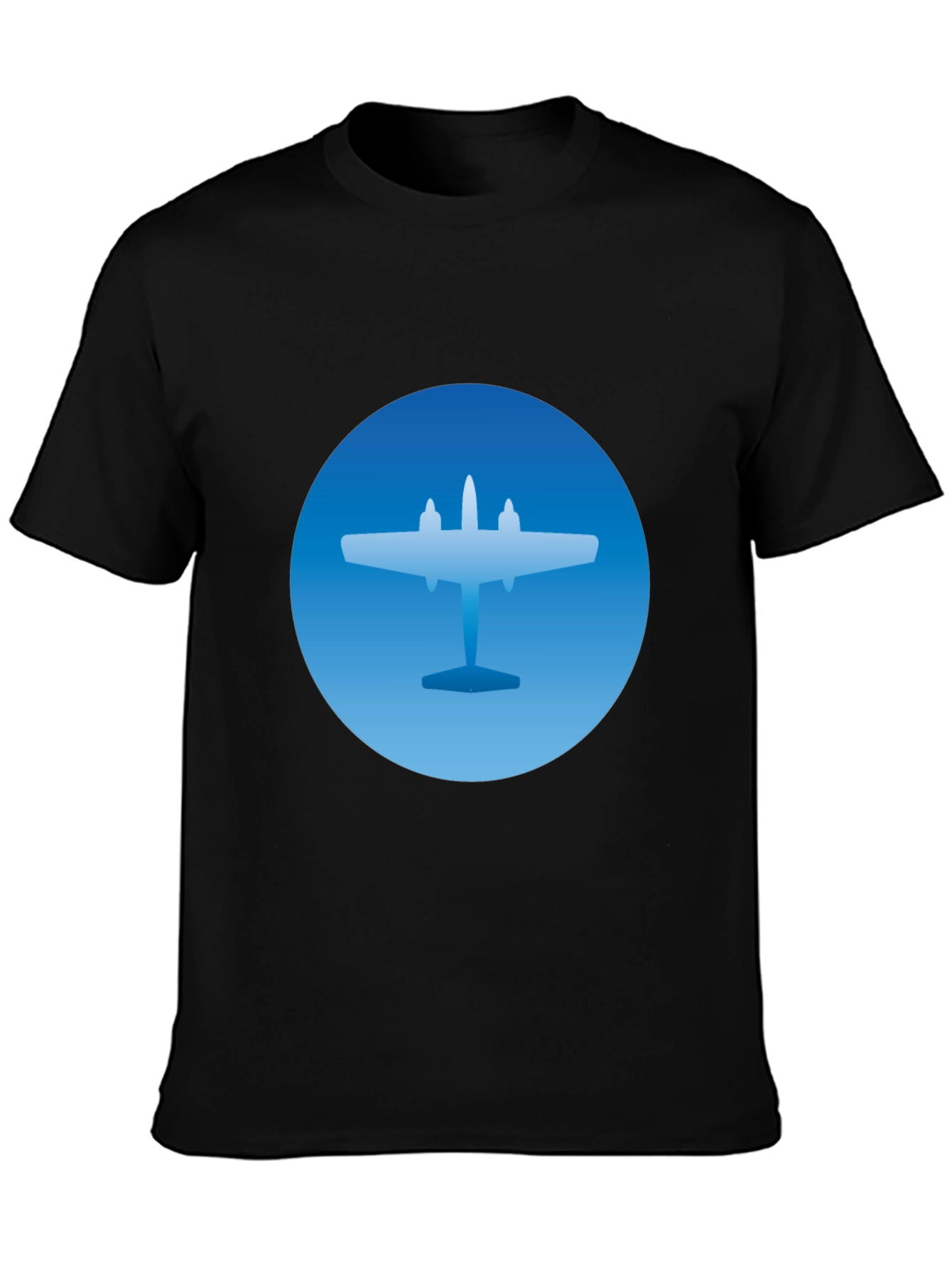 Airplane Graphic T-Shirt - Stylish Blue & Black Tee