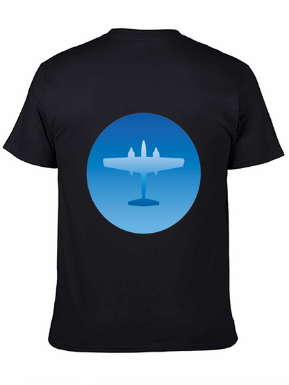 Airplane Graphic T-Shirt - Stylish Blue & Black Tee