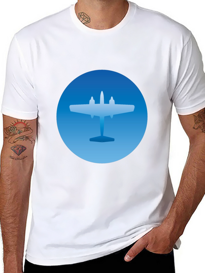 Airplane Graphic T-Shirt - Stylish Blue & Black Tee