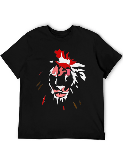 Abstract Lion Graphic Black T-Shirt