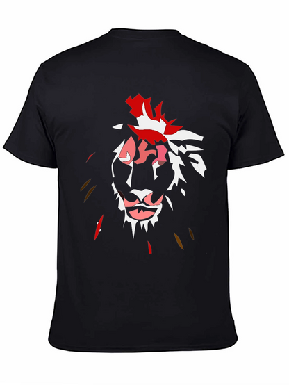 Abstract Lion Graphic Black T-Shirt