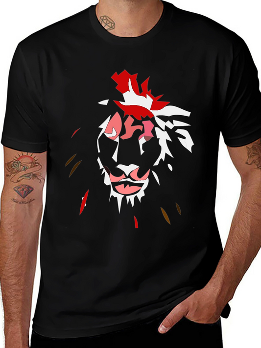 Abstract Lion Graphic Black T-Shirt