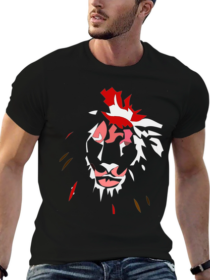 Abstract Lion Graphic Black T-Shirt