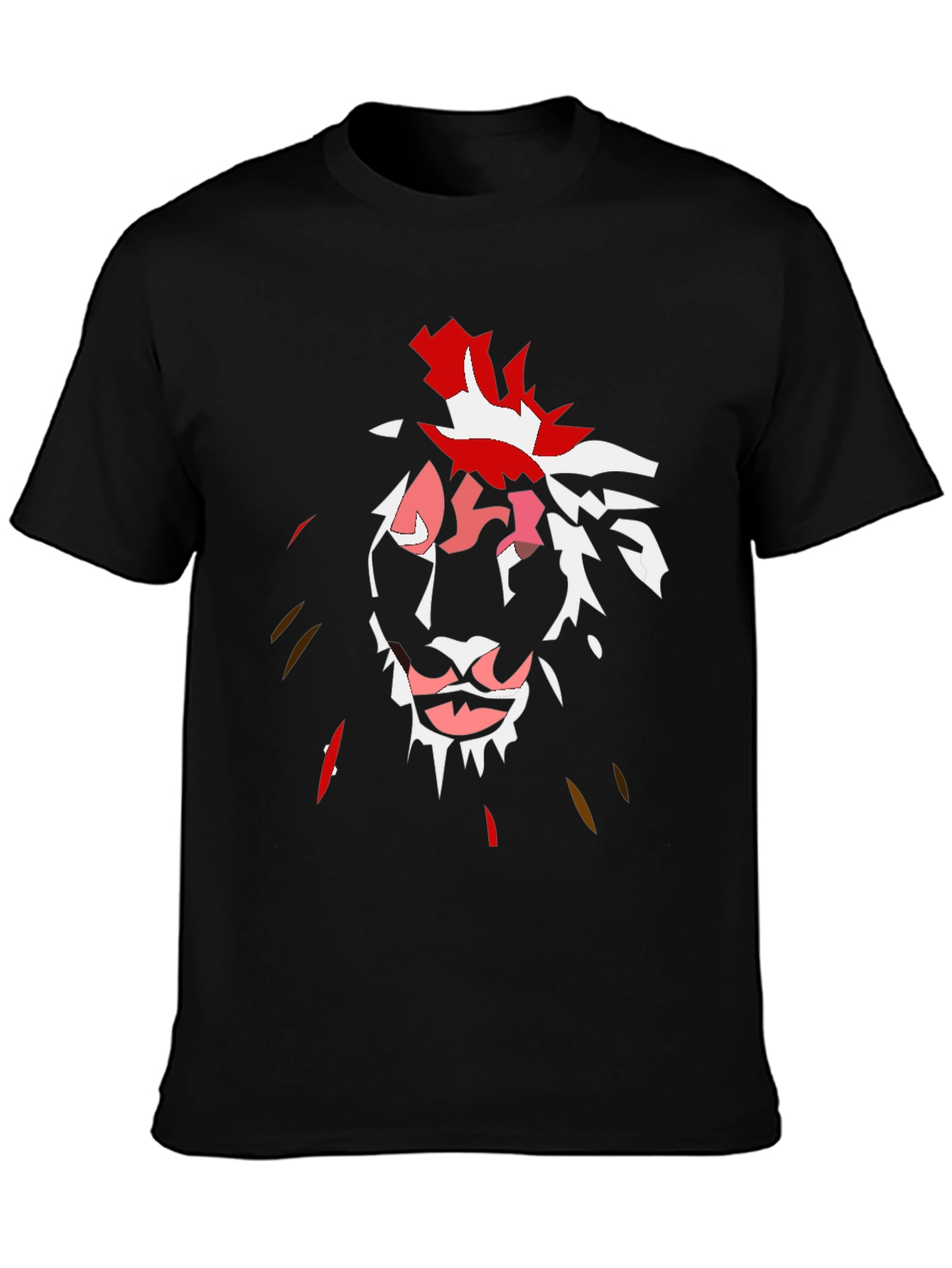 Abstract Lion Graphic Black T-Shirt