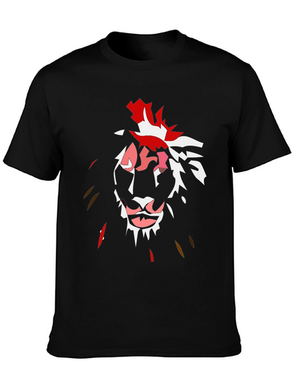 Abstract Lion Graphic Black T-Shirt