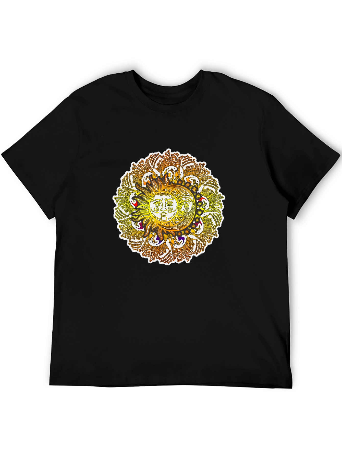 Sun and Moon Mandala Graphic Tee - Black