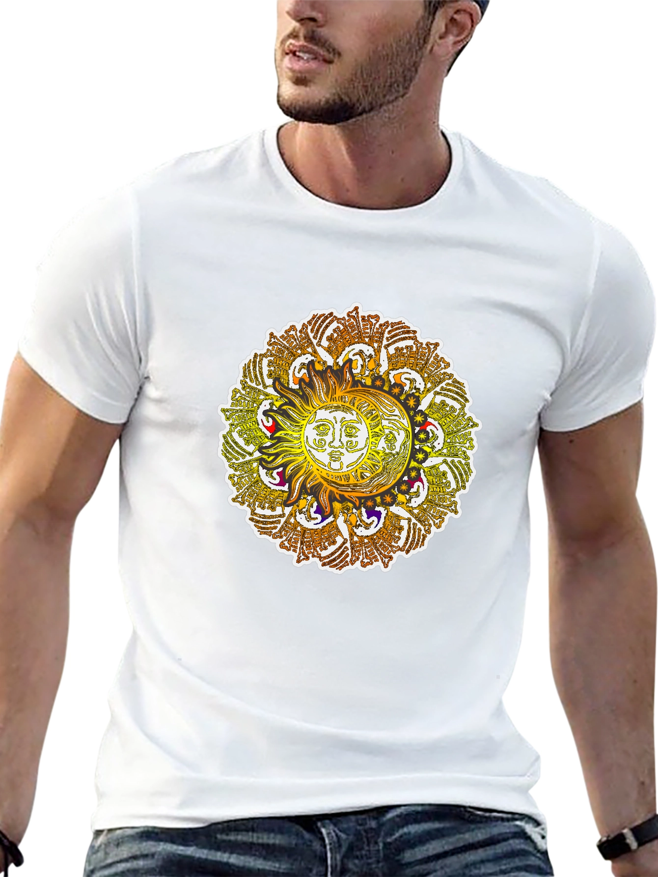 Sun and Moon Mandala Graphic Tee - Black