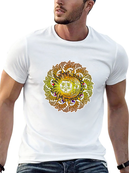 Sun and Moon Mandala Graphic Tee - Black