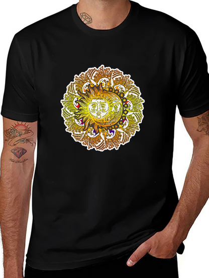 Sun and Moon Mandala Graphic Tee - Black