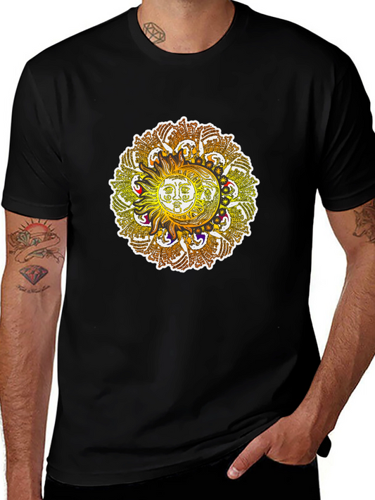 Sun and Moon Mandala Graphic Tee - Black