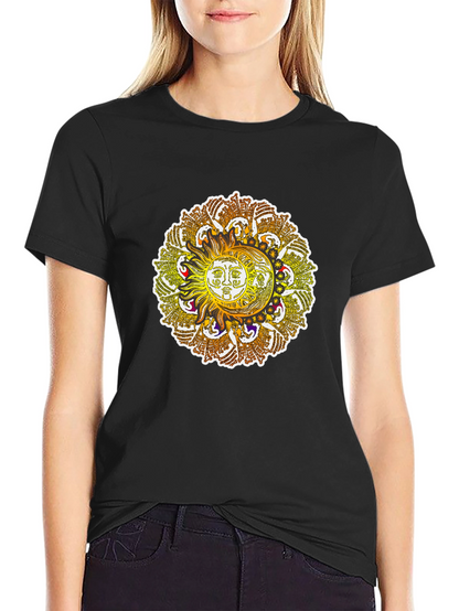 Sun and Moon Mandala Graphic Tee - Black