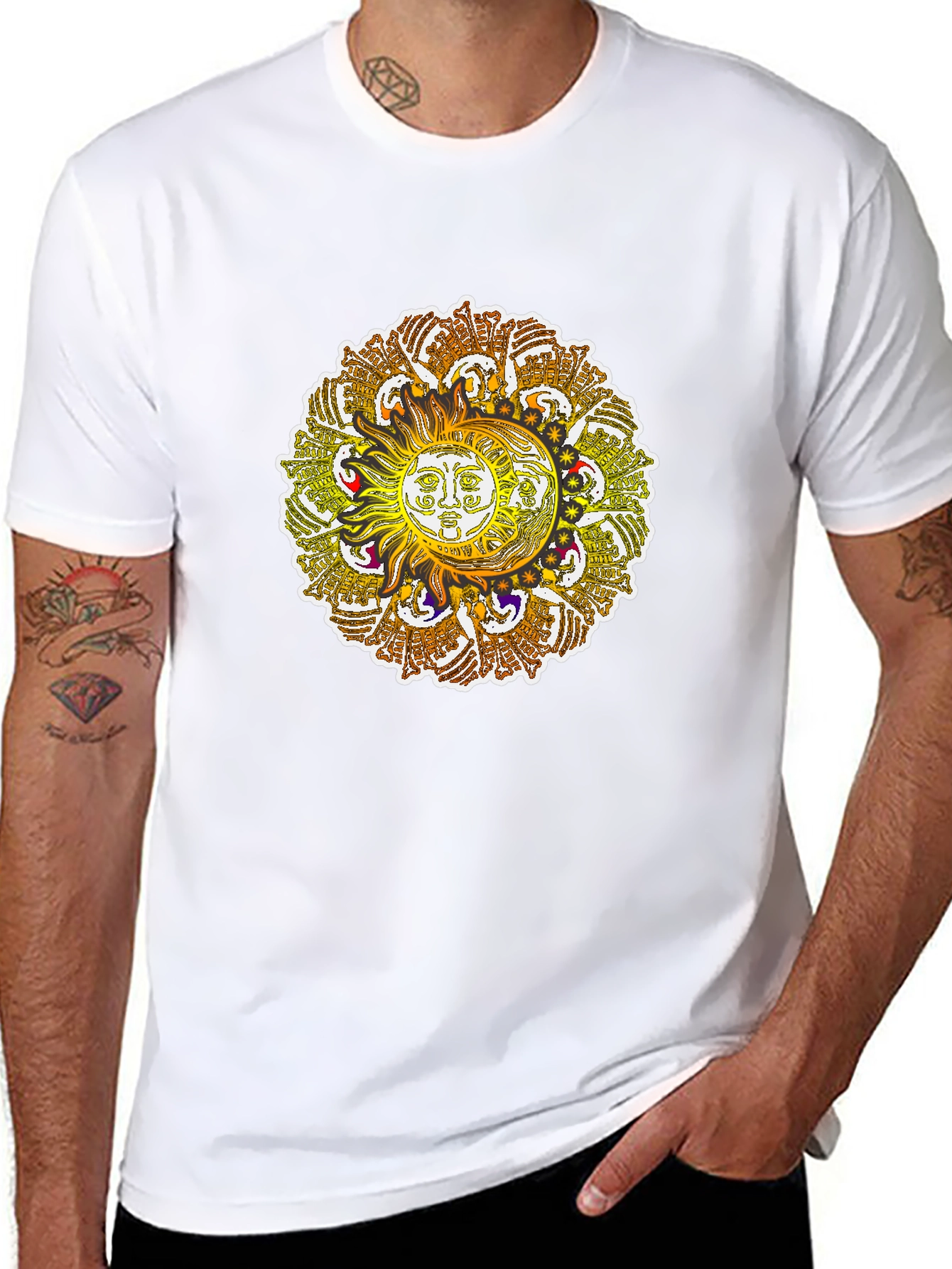 Sun and Moon Mandala Graphic Tee - Black
