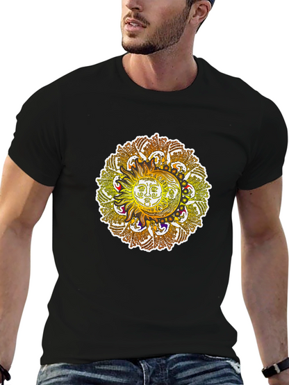 Sun and Moon Mandala Graphic Tee - Black