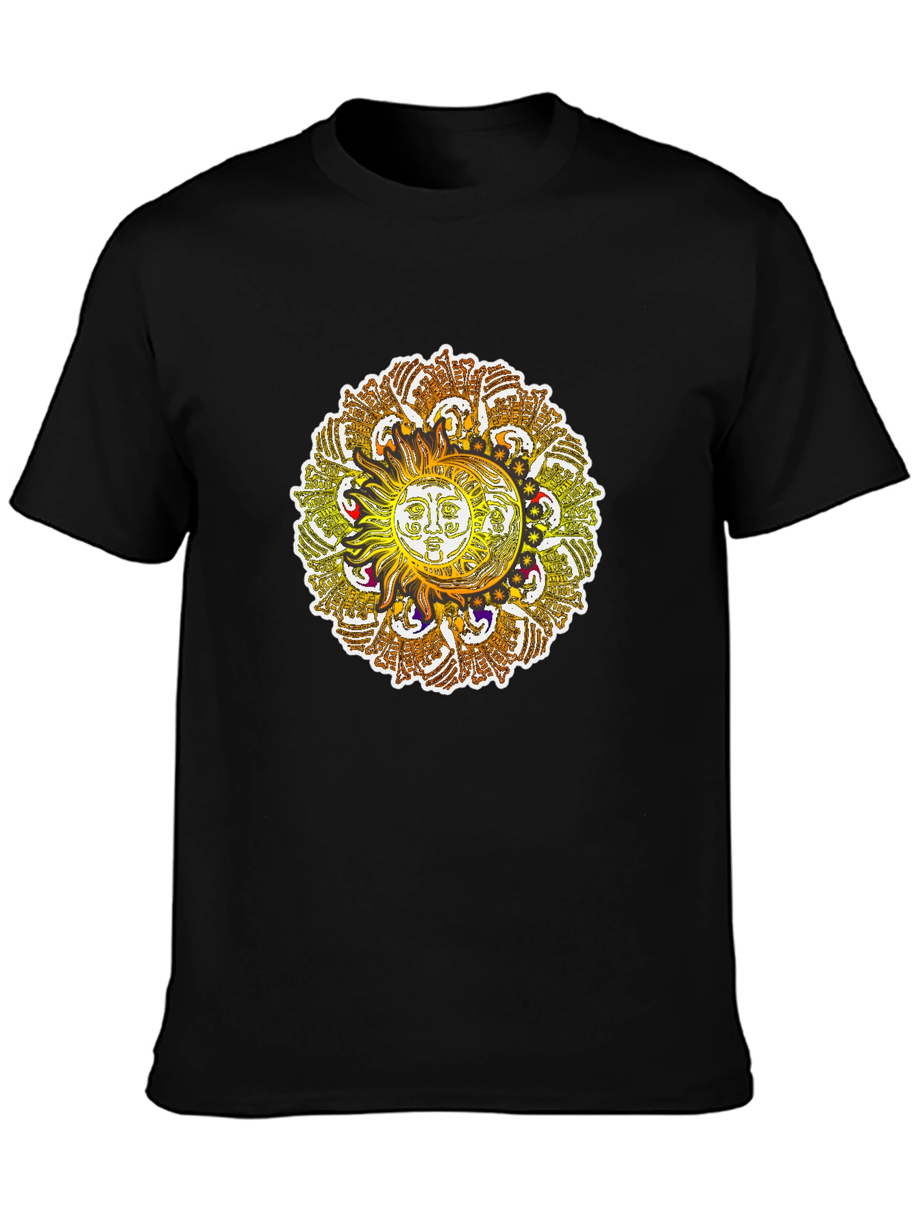 Sun and Moon Mandala Graphic Tee - Black