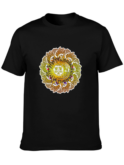 Sun and Moon Mandala Graphic Tee - Black