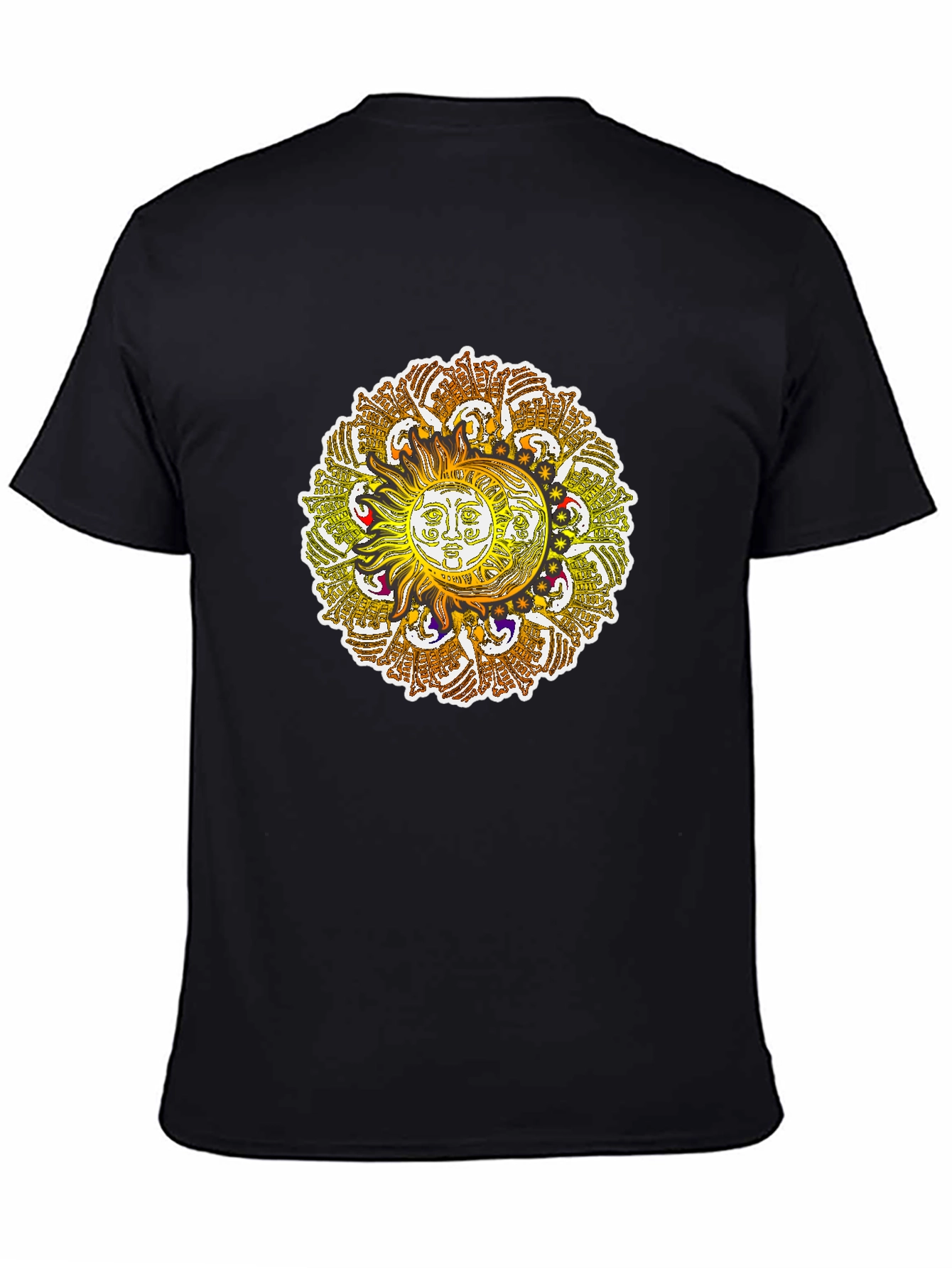 Sun and Moon Mandala Graphic Tee - Black