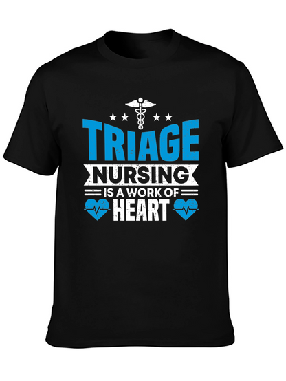 Triage Nursing Heart T-Shirt - Black Cotton Tee
