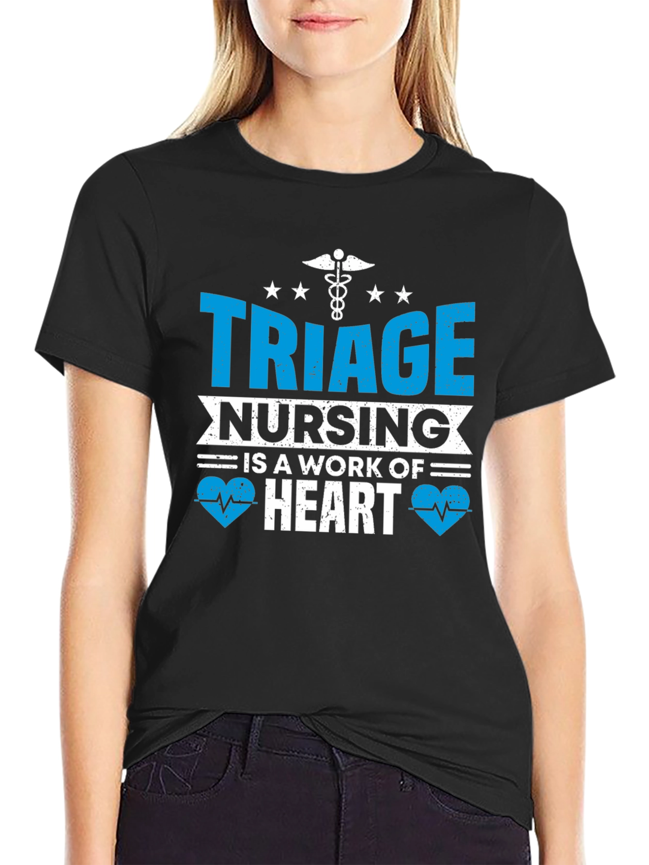 Triage Nursing Heart T-Shirt - Black Cotton Tee