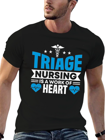 Triage Nursing Heart T-Shirt - Black Cotton Tee