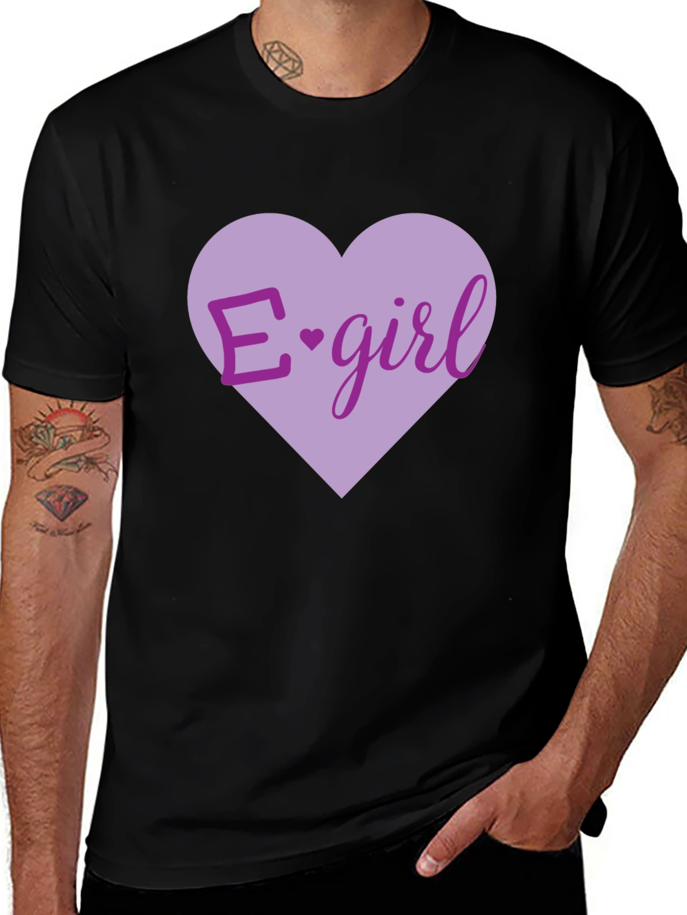 E-girl Heart Graphic T-Shirt - Black