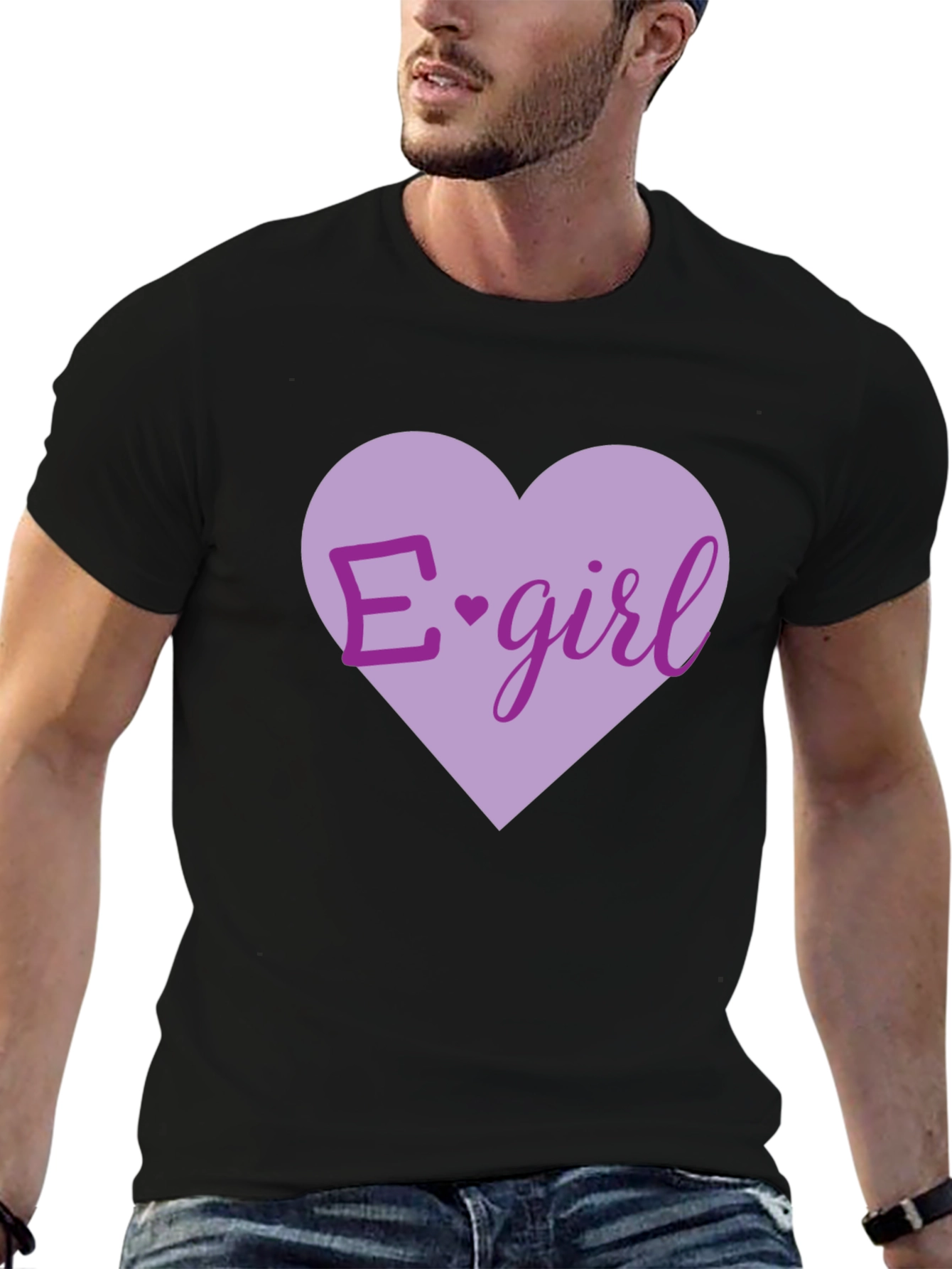 E-girl Heart Graphic T-Shirt - Black