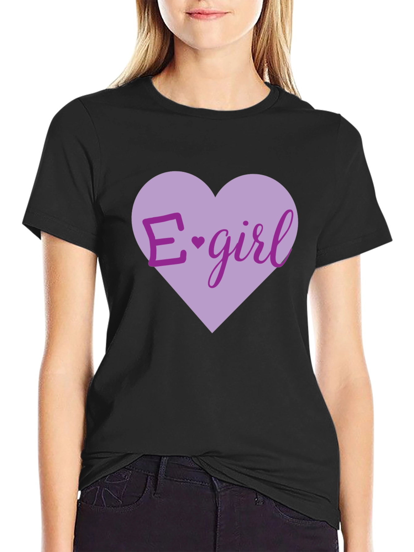 E-girl Heart Graphic T-Shirt - Black