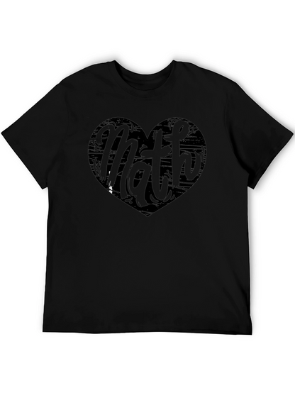 Math Heart Graphic Tee - Black Cotton Shirt