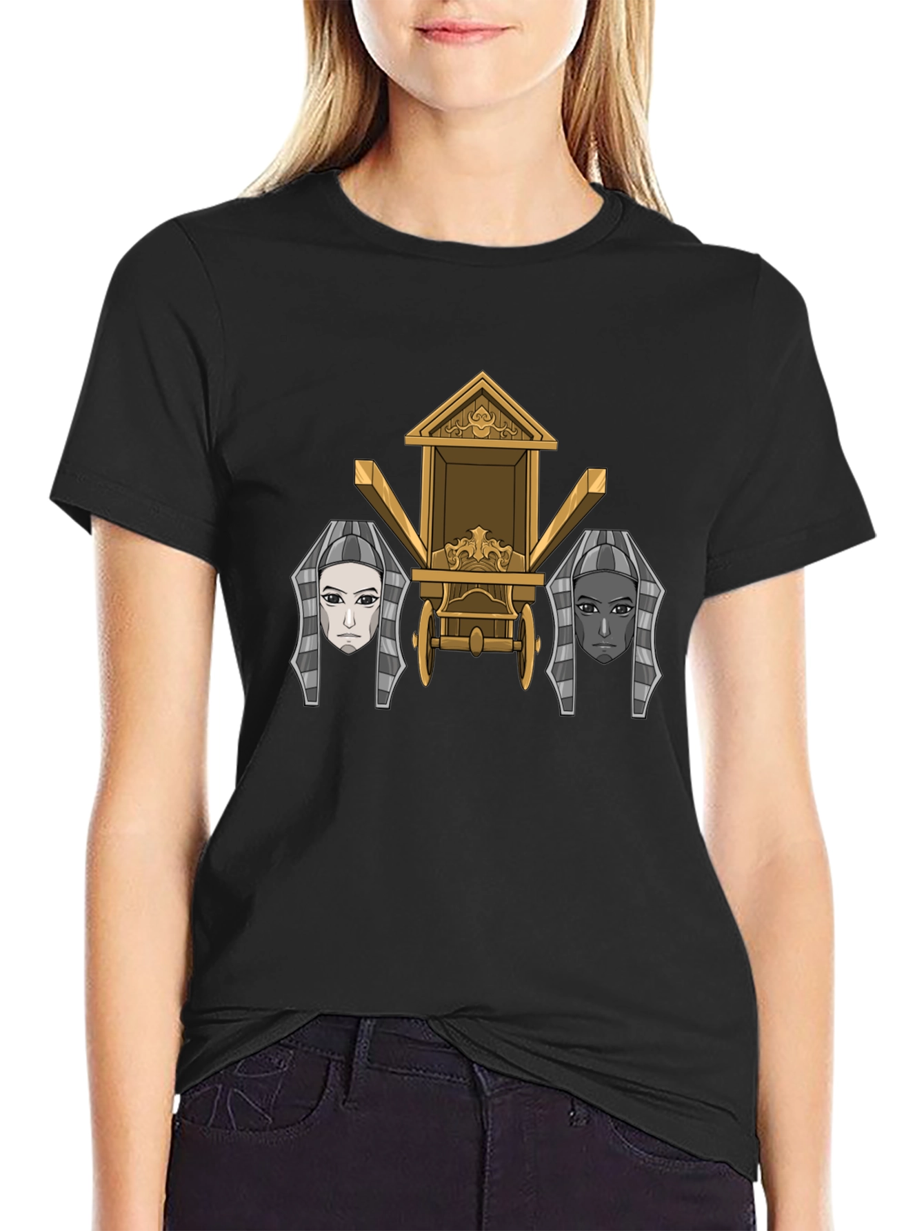 Egyptian Chariot Graphic Tee - Premium Black T-Shirt
