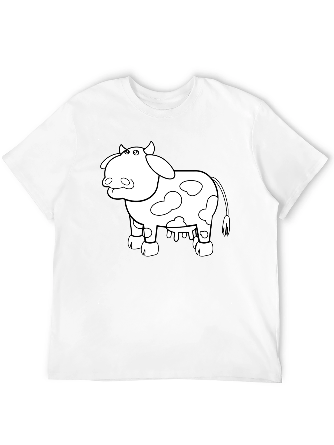 Cow Graphic Print T-Shirt - Casual Black Tee
