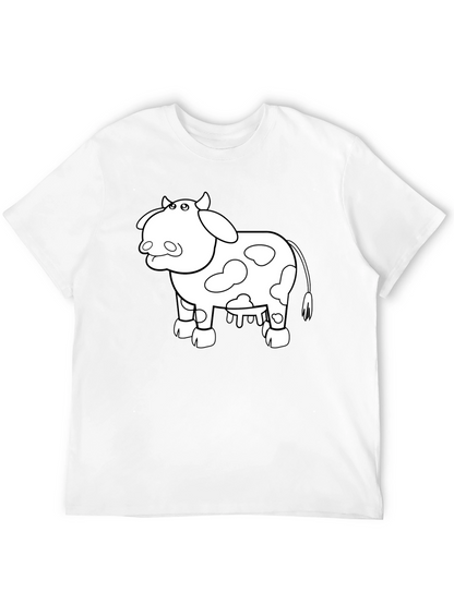 Cow Graphic Print T-Shirt - Casual Black Tee