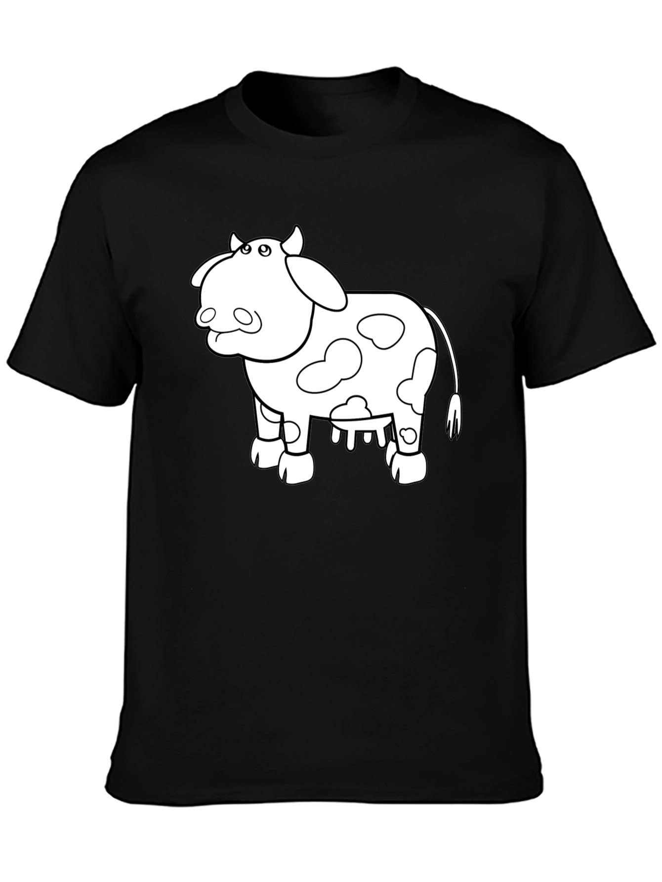 Cow Graphic Print T-Shirt - Casual Black Tee