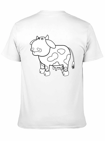Cow Graphic Print T-Shirt - Casual Black Tee