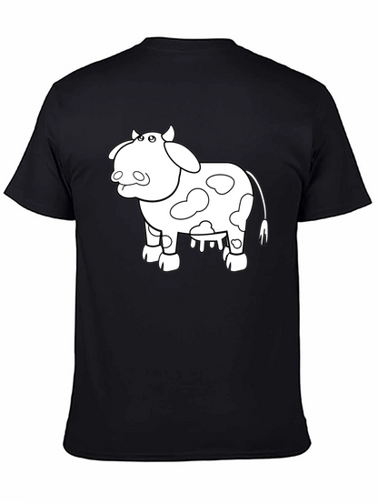 Cow Graphic Print T-Shirt - Casual Black Tee