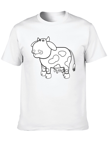 Cow Graphic Print T-Shirt - Casual Black Tee