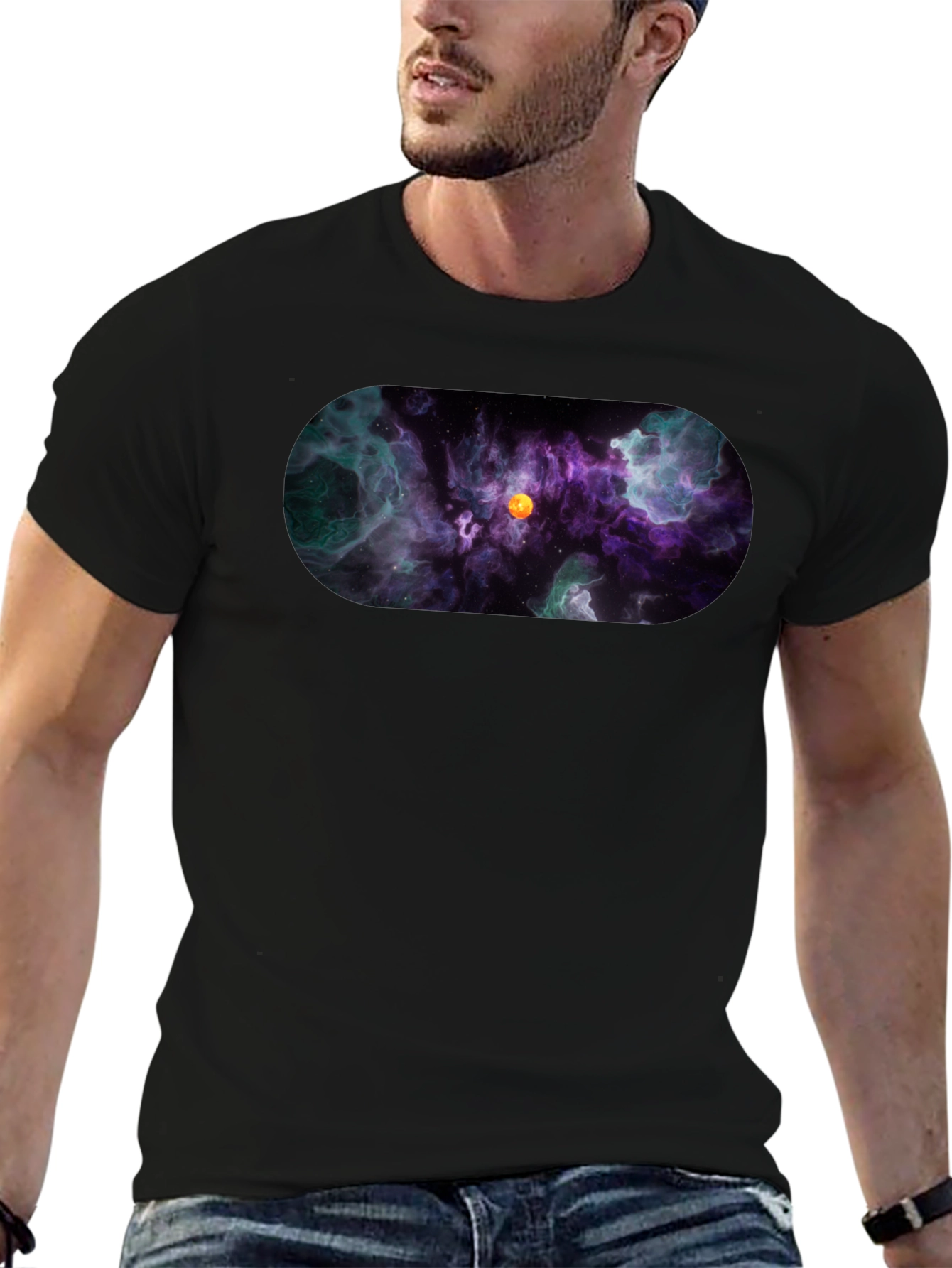 Nebula Print Black T-Shirt