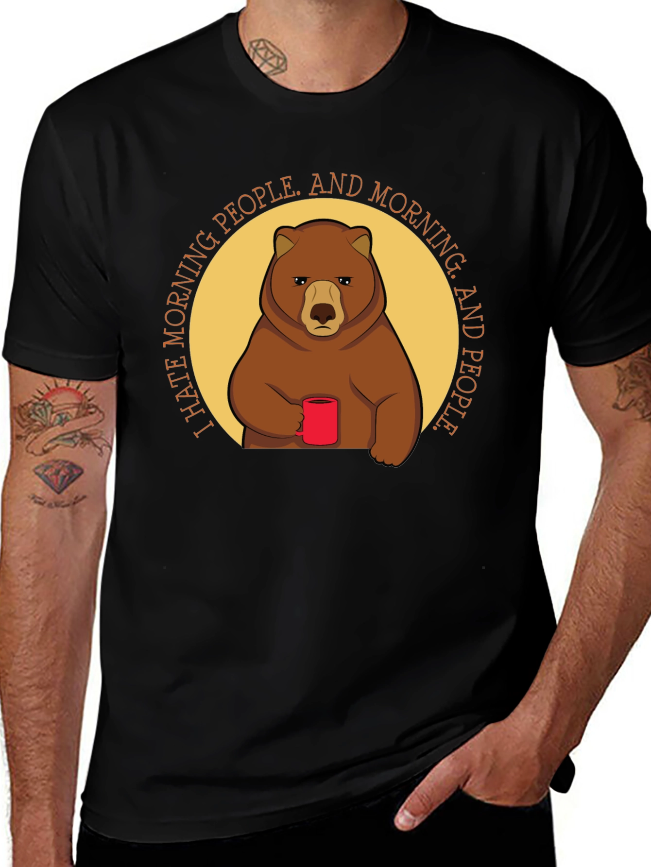 I Hate Morning People Bear Graphic T-Shirt